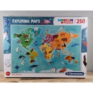 New Sealed Exploring Maps Super Color Puzzle 250 Pieces By Clementoni